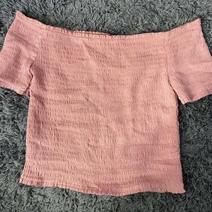 Off the Shoulder Coral Crop Top